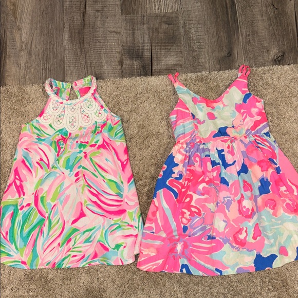 Bundle Lilly Pulitzer Pink and Blue Floral Kids Dress-set of 2 - Picture 2 of 15